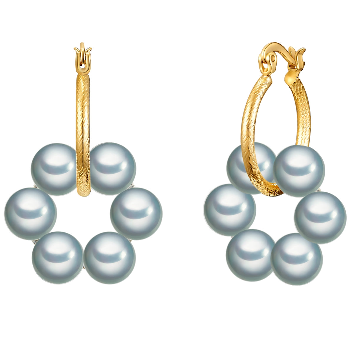 Creolen gelbgold Muschelkernperle silber