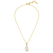 Kette mit Anhänger gelbgold Zirkonia weiß Muschelkernperle weiß