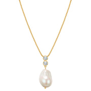 Kette mit Anhänger gelbgold Zirkonia weiß Muschelkernperle weiß
