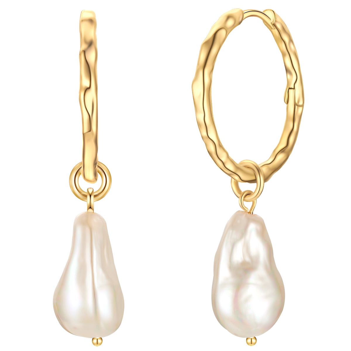 Creolen gelbgold Muschelkernperle weiß
