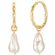 Creolen gelbgold Muschelkernperle weiß