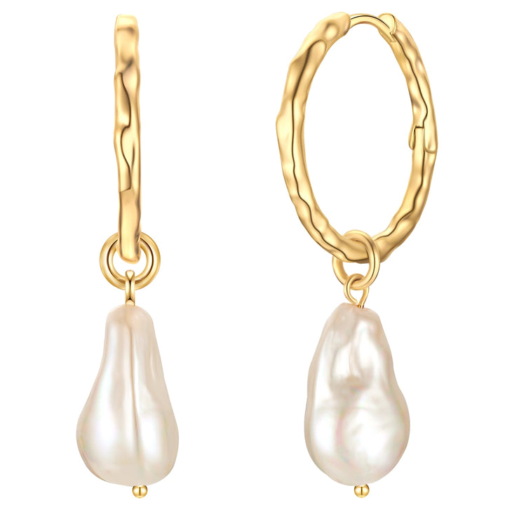 Creolen gelbgold Muschelkernperle weiß