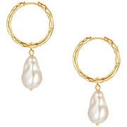 Creolen gelbgold Muschelkernperle weiß