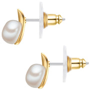 Ohrstecker gelbgold Süßwasser-Zuchtperle weiß