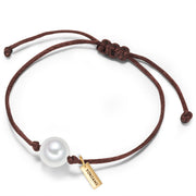 Armband Textil (braun) Muschelkernperle weiß