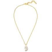 Kette mit Anhänger gelbgold Muschelkernperle weiß