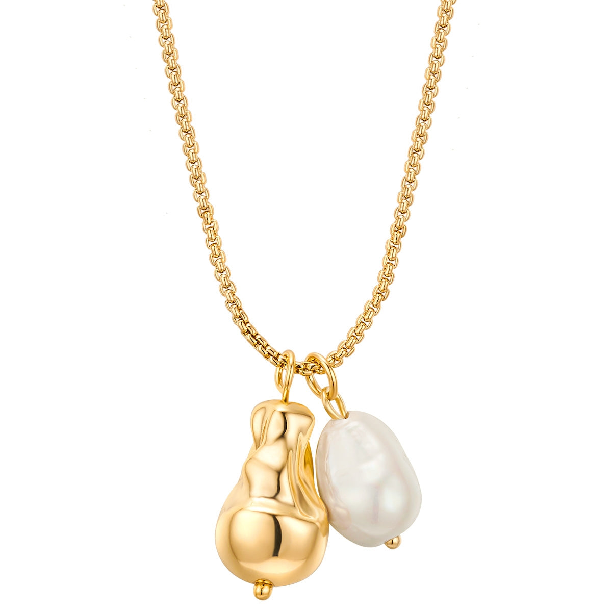Kette mit Anhänger gelbgold Muschelkernperle weiß