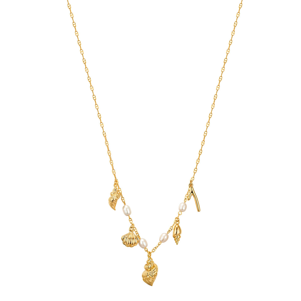 Kette mit Anhänger gelbgold Süßwasser-Zuchtperle weiß