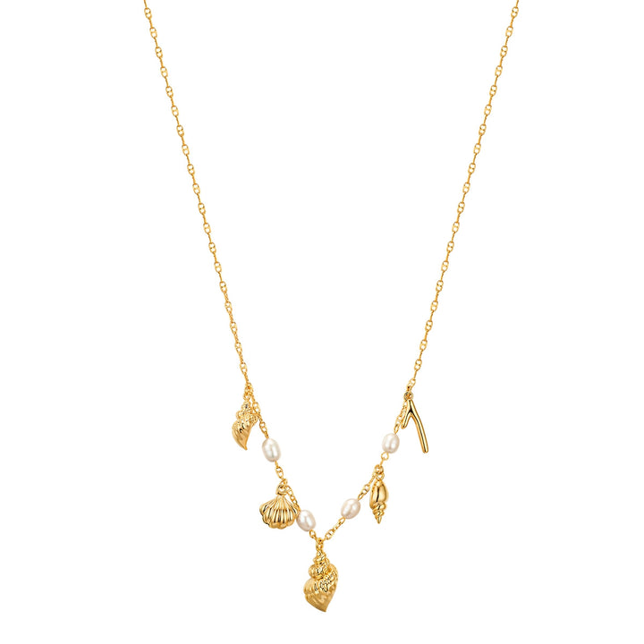 Kette mit Anhänger gelbgold Süßwasser-Zuchtperle weiß