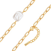 Kette gelbgold Perle (synth.) weiß