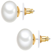 Ohrstecker gelbgold Perle (synth.) weiß