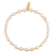 Armband gelbgold Süßwasser-Zuchtperle weiß