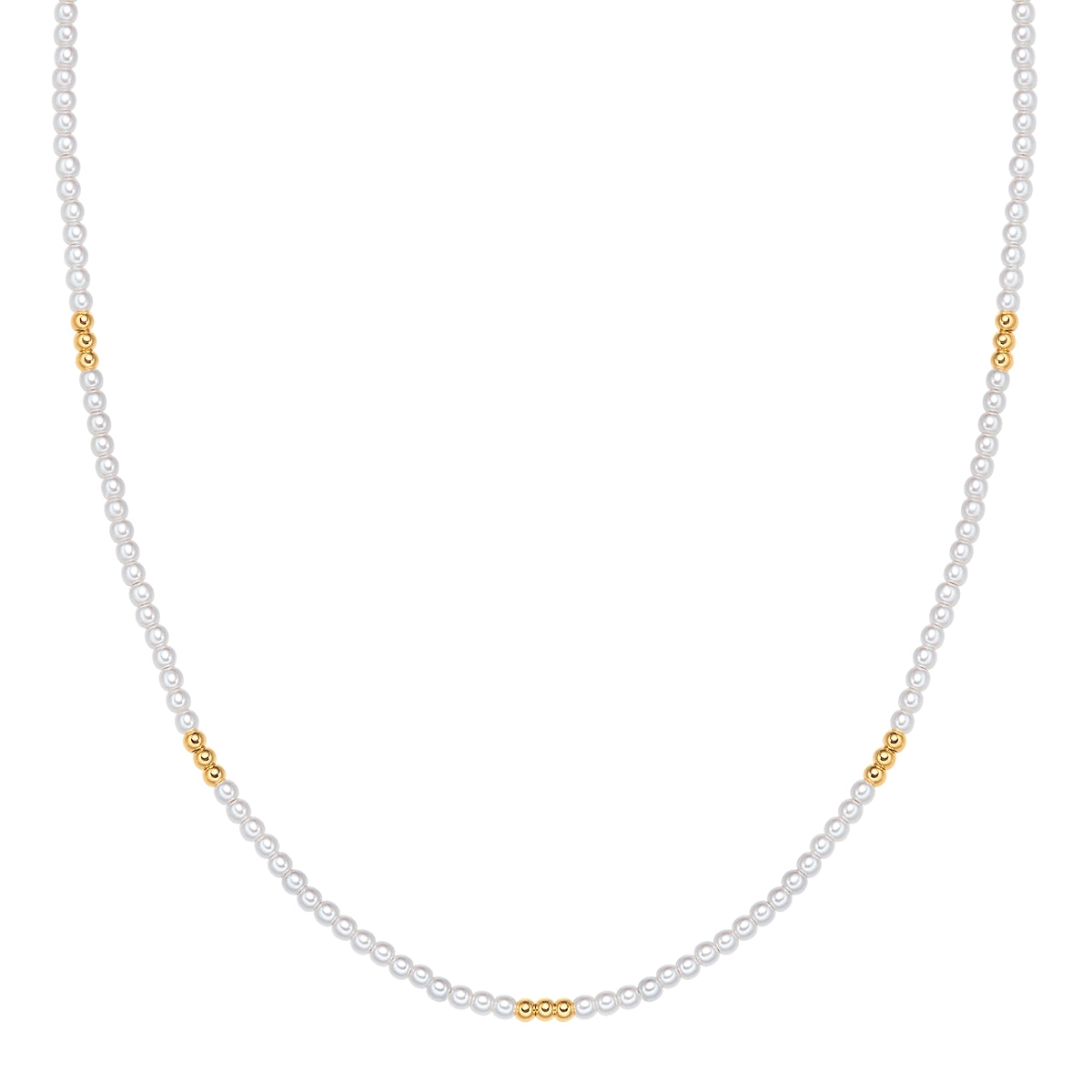 Kette gelbgold Perle (synth.) weiß