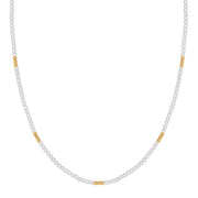Kette gelbgold Perle (synth.) weiß