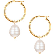 Creolen gelbgold Muschelkernperle weiß