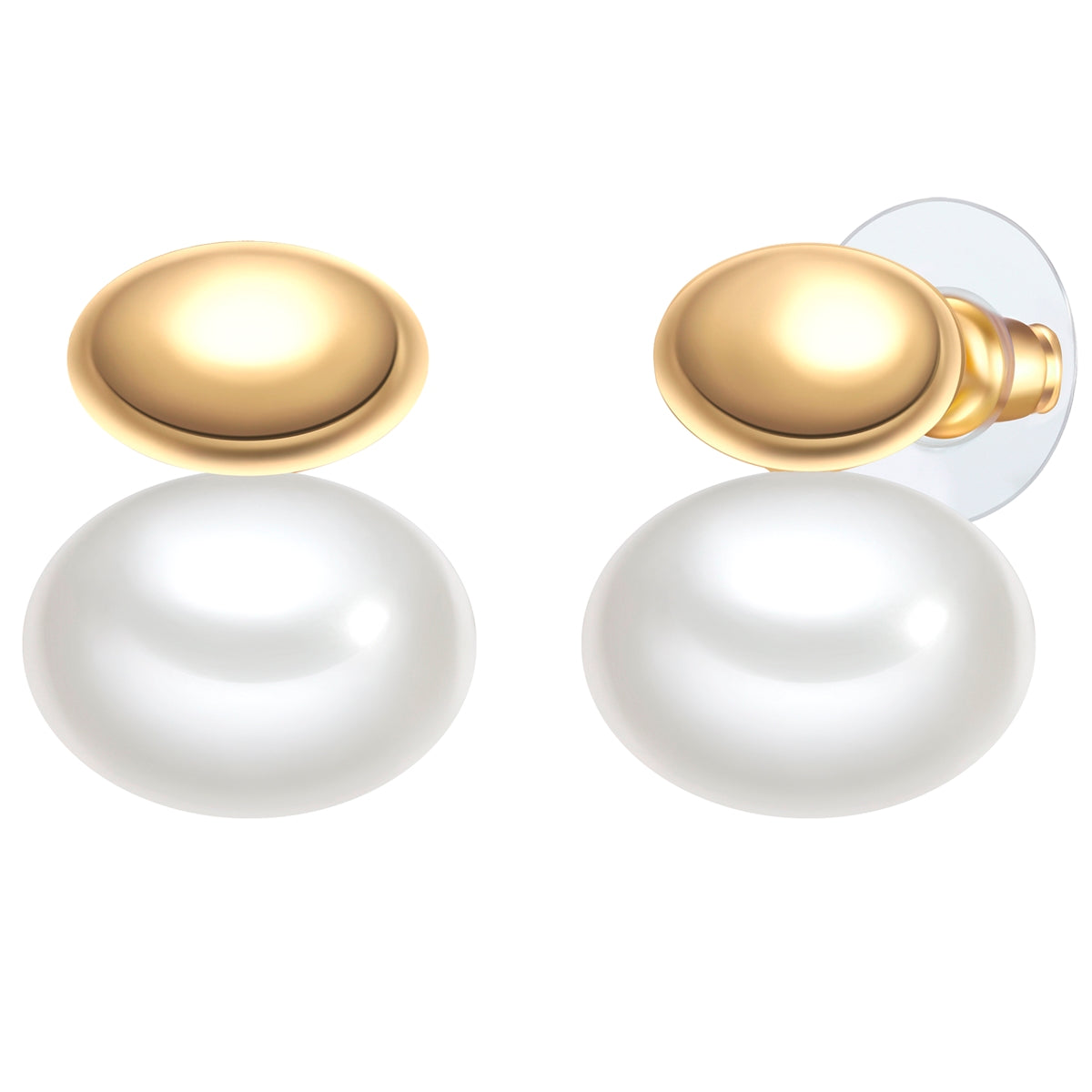 Ohrstecker gelbgold Perle (synth.) weiß