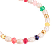Armband gelbgold Süßwasser-Zuchtperle weiß Marmor multicolor