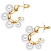 Creolen gelbgold Perle (synth.) weiß