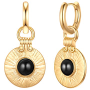 Creolen gelbgold Achat schwarz