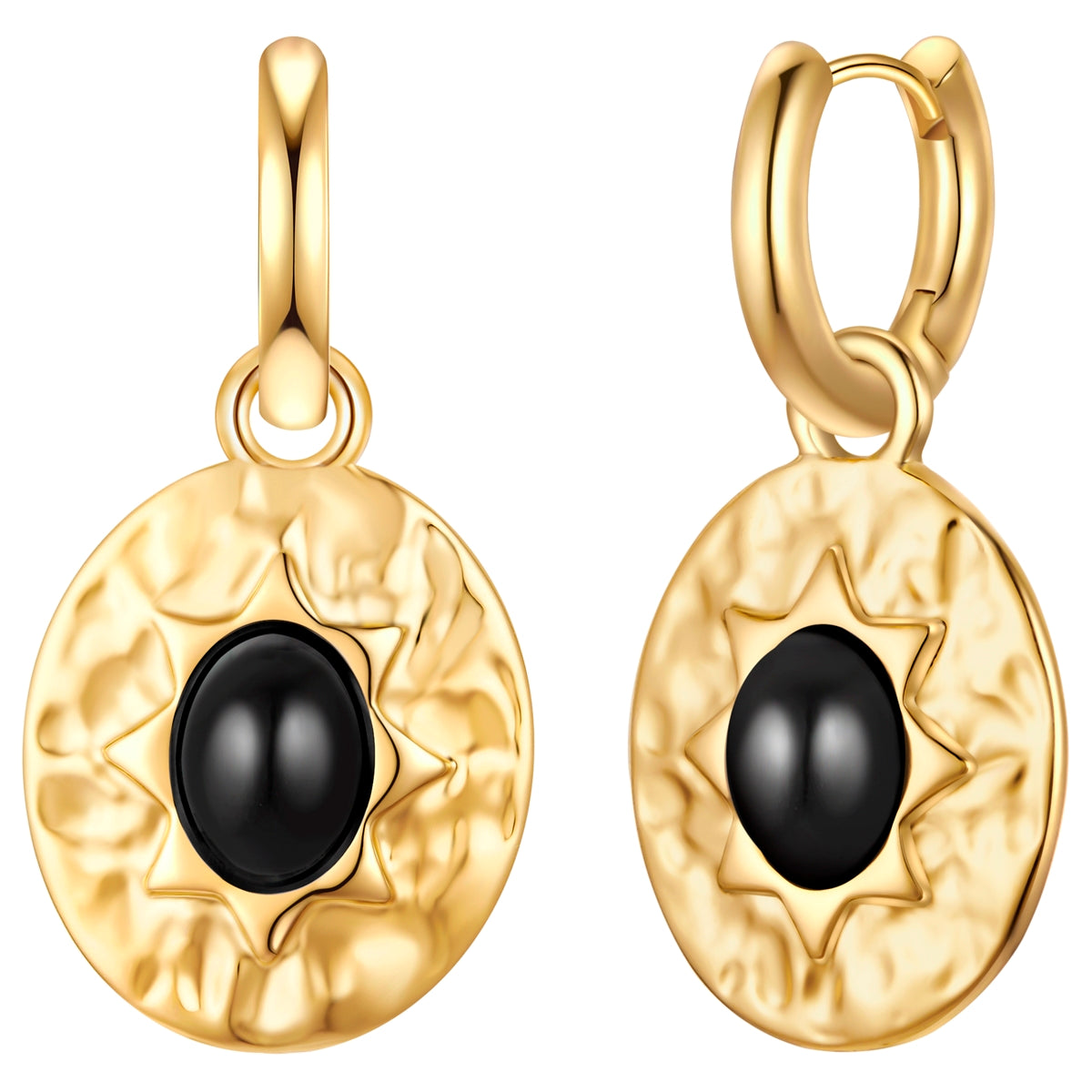 Creolen gelbgold Achat schwarz