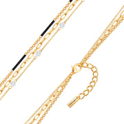 Kette gelbgold Perle (synth.) weiß