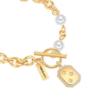 Armband gelbgold Perle (synth.) weiß Zirkonia weiß