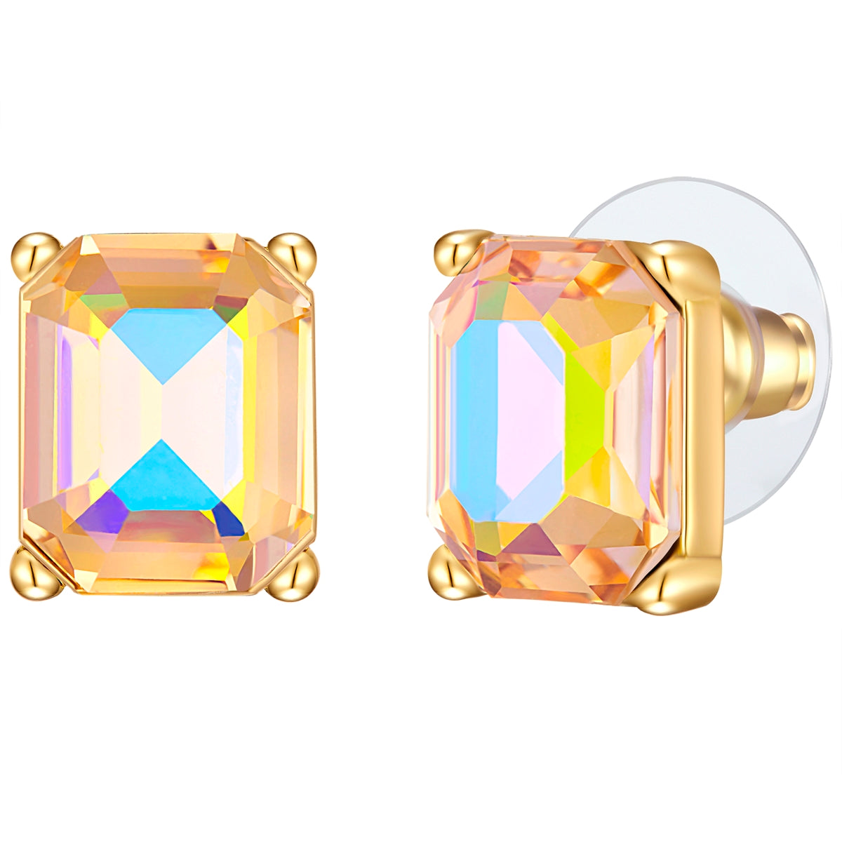 Ohrstecker gelbgold Glas weiß