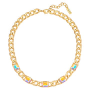 Kette gelbgold Glas weiß