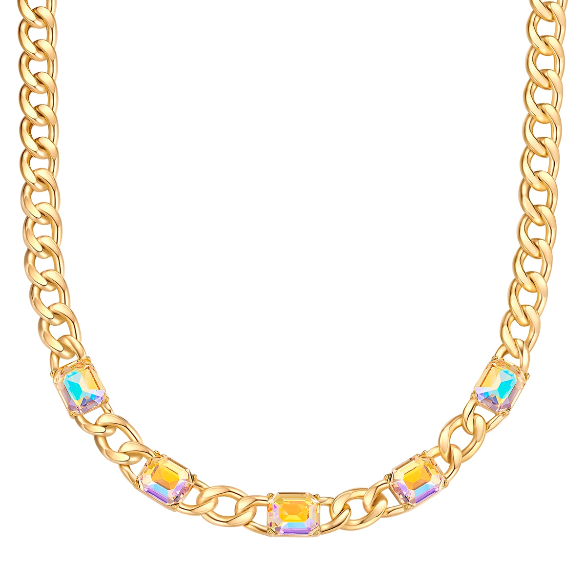 Kette gelbgold Glas weiß