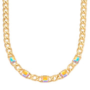 Kette gelbgold Glas weiß
