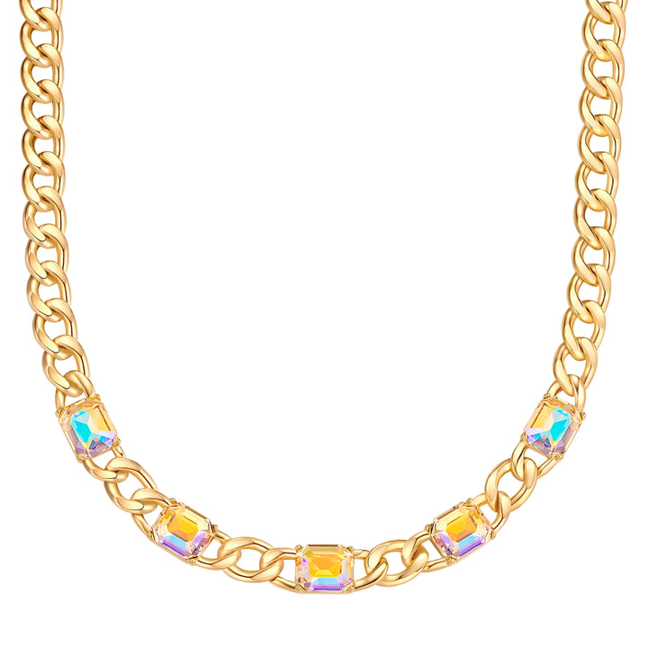 Kette gelbgold Glas weiß