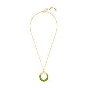 Kette mit Anhänger gelbgold Emaille oliv