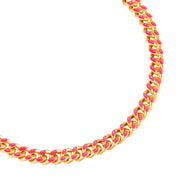 Armband gelbgold Emaille pink
