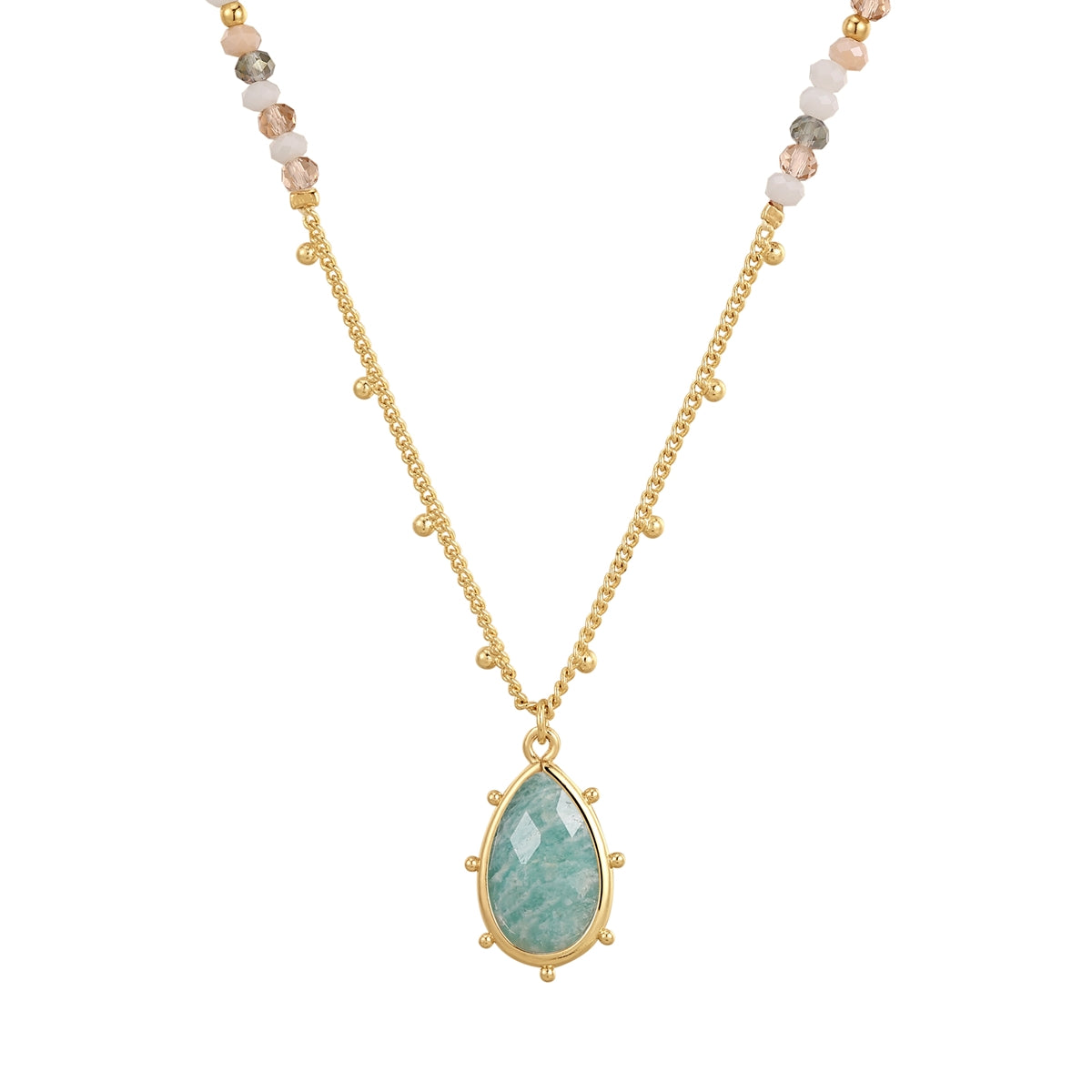 Kette mit Anhänger gelbgold Amazonit blau