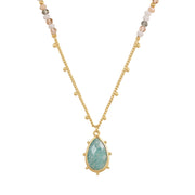 Kette mit Anhänger gelbgold Amazonit blau