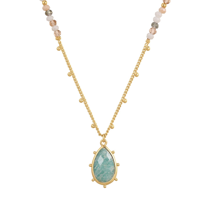 Kette mit Anhänger gelbgold Amazonit blau