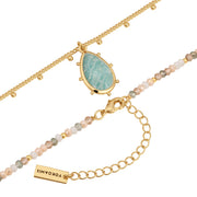 Kette mit Anhänger gelbgold Amazonit blau
