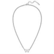 Kette mit Anhänger Perlmutt weiß Zirkonia weiß