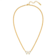 Kette mit Anhänger gelbgold Perlmutt weiß Zirkonia weiß