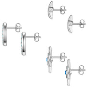 3er Set Ohrstecker Zirkonia weiß blau