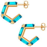 Creolen gelbgold Glaskristall blau