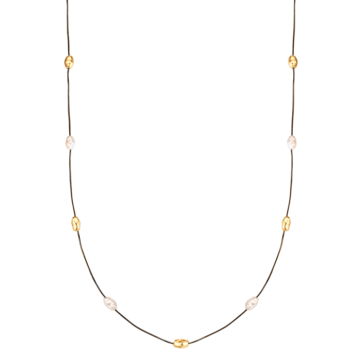 Kette mit Anhänger gelbgold Perle (synth.) weiß