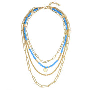 Kette mit Anhänger gelbgold Naturstein türkis