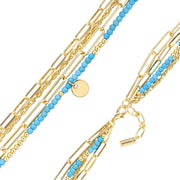 Kette mit Anhänger gelbgold Naturstein türkis