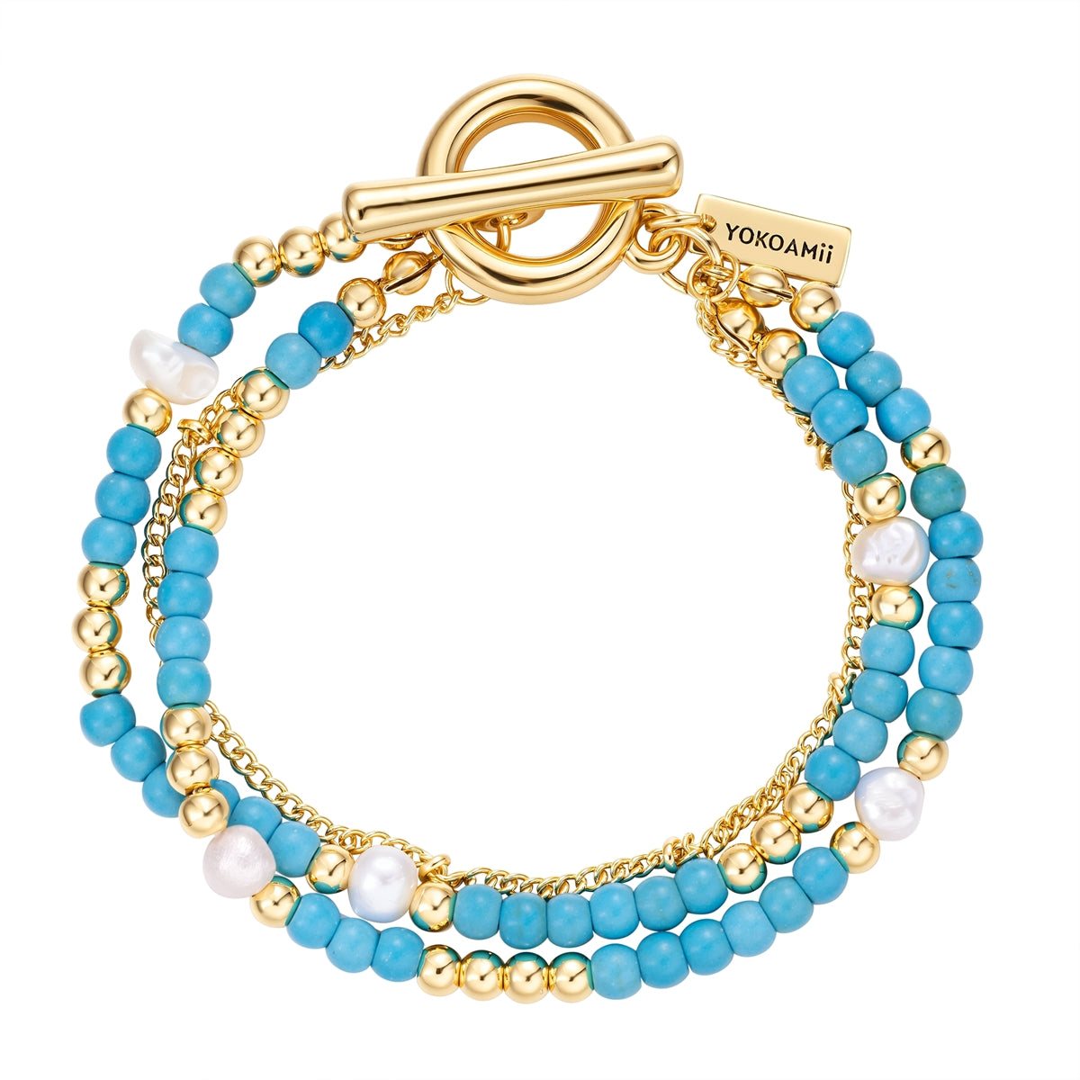 Armband gelbgold Naturstein türkis