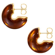 Ohrstecker gelbgold Kunststoff braun
