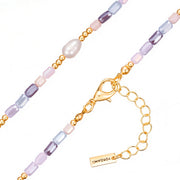 Kette mit Anhänger gelbgold Süßwasser-Zuchtperle weiß Glas multicolor